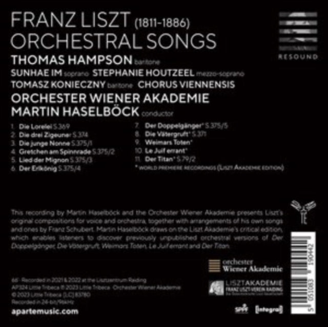 This CD is brand new.Format: CDThis item's title is: Liszt: Orchestral SongsArtist: Thomas HampsonBarcode: 5051083190442Release Date: 7/28/2023