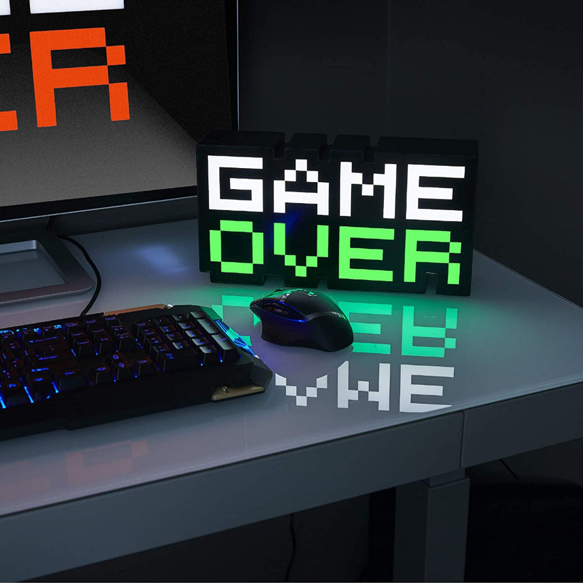 This is brand new.GAME OVER: Fans of vintage video games will love this light! Featuring the words “game over,” this light recalls back to gaming in the past.