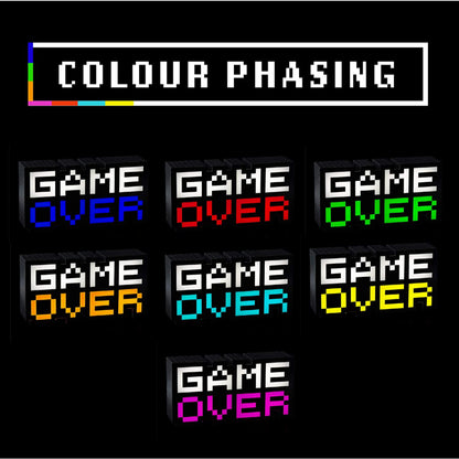 This is brand new.GAME OVER: Fans of vintage video games will love this light! Featuring the words “game over,” this light recalls back to gaming in the past.