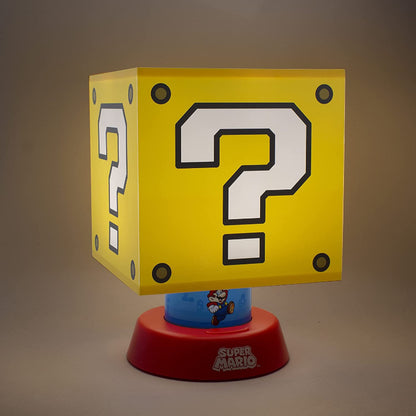 This is brand new.Super Mario Icon lamp: The Super Mario Icon Lamp can light up your space with its glowing Question Block and Mario who is underneath.