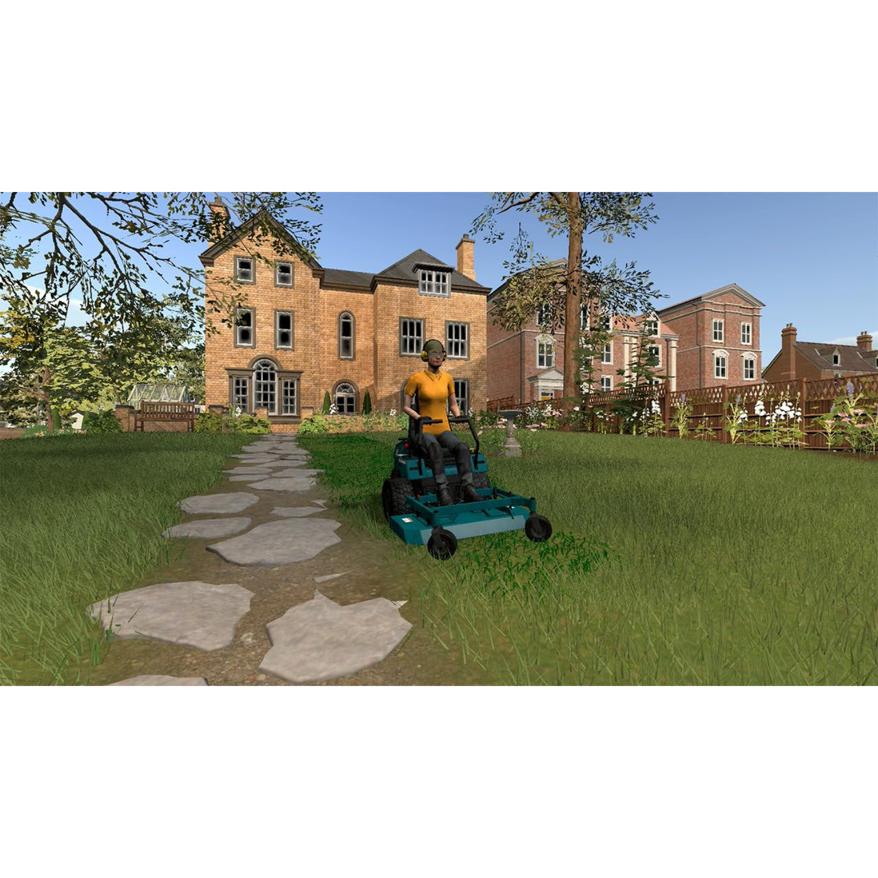 This is brand new.Dive into the meticulously detailed world of Lawn Mowing Simulator and immerse yourself in the breathtaking beauty of the British countryside.