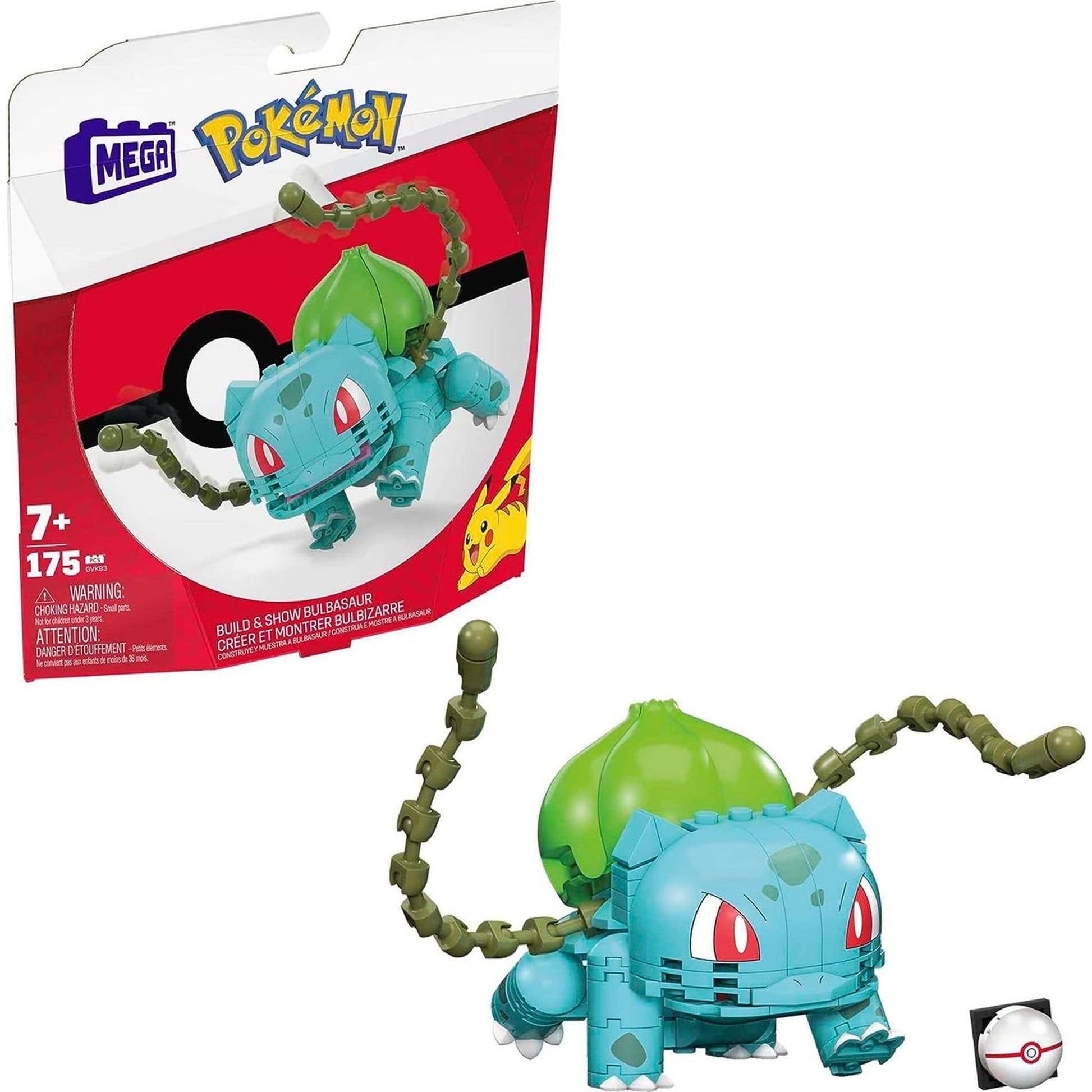 This is brand new.Build even bigger battles with this Bulbasaur construction set. This Grass-type Pokémon stands over 4-inches tall and can create a number of heroic stances when you pose it in different battle-ready positions.