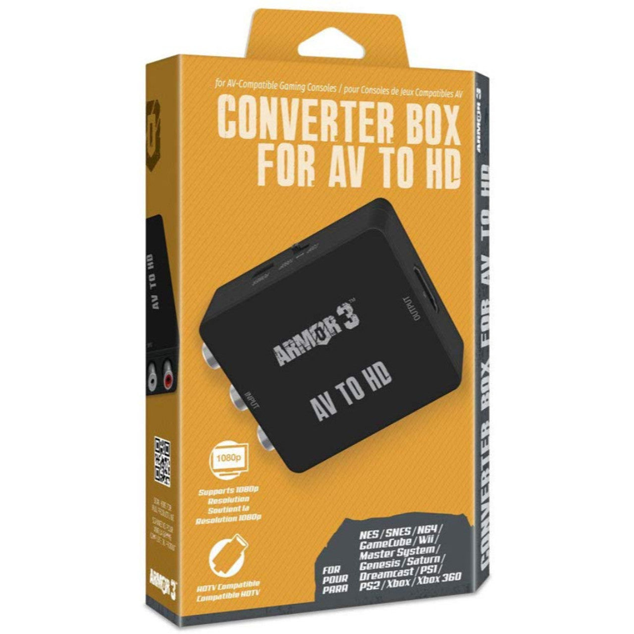 This is brand new.Wipe away the fog of war with the Armor3 AV to HD Converter Box, the most battle-ready piece of tech that turns your AV signal to HD signal. Experience audio and video clarity like never before on gaming and entertainment devices you could only enjoy on ancient gear.