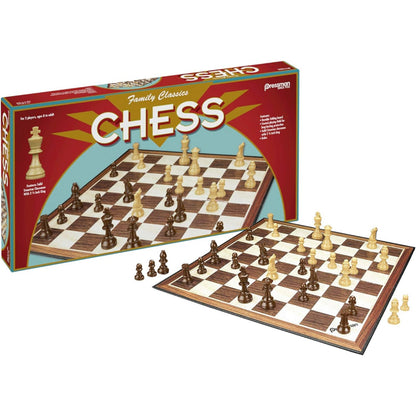 This is brand new.This is the perfect chess set to add to your family game collection. This set includes a folding chess board and full-size Staunton chess pieces, which features a 2.5" King. For 2 players, ages 8 and up.