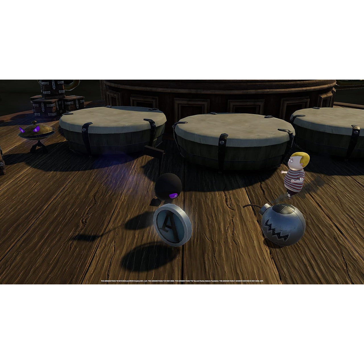 This is brand new.Family game night is about to get terrifyingly exciting! Only you and your friends can help Wednesday, Pugsley, Gomez, and Morticia Addams save the Addams Family Mansion in this hilarious new 3D platforming adventure for up to four players.