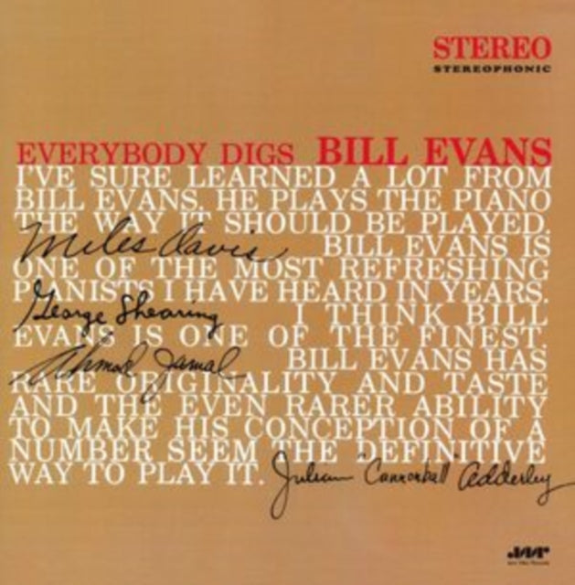 This LP Vinyl is brand new.Format: LP VinylThis item's title is: Everybody Digs Bill EvansArtist: Bill EvansLabel: JAZZ WAX RECORDSBarcode: 8436006494697Release Date: 9/1/2009