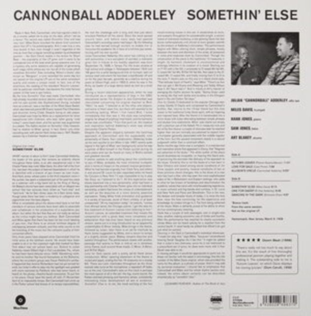 This LP Vinyl is brand new.Format: LP VinylMusic Style: BopThis item's title is: Somethin ElseArtist: Cannonball AdderleyLabel: WaxTimeBarcode: 8436028698370Release Date: 9/20/2011