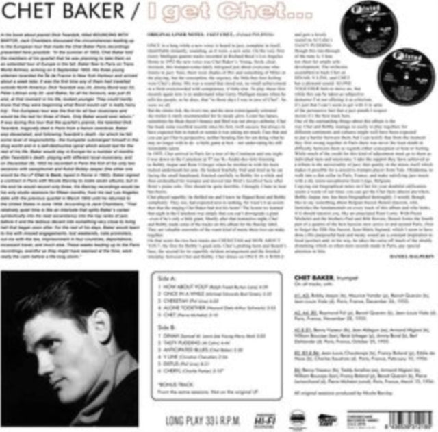 This LP Vinyl is brand new.Format: LP VinylMusic Style: BopThis item's title is: I Get ChetArtist: Chet BakerLabel: JazzBarcode: 8436539312185Release Date: 7/22/2014