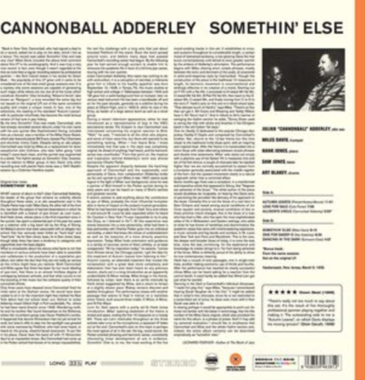 This LP Vinyl is brand new.Format: LP VinylMusic Style: Hard BopThis item's title is: Somethin Else (1 Bonus Track) (Limited 180G/Dmm Solid Orange Colored LP Vinyl)Artist: Cannonball AdderleyLabel: WAXTIME IN COLORBarcode: 8436559463812Release Date: 2/2/2018