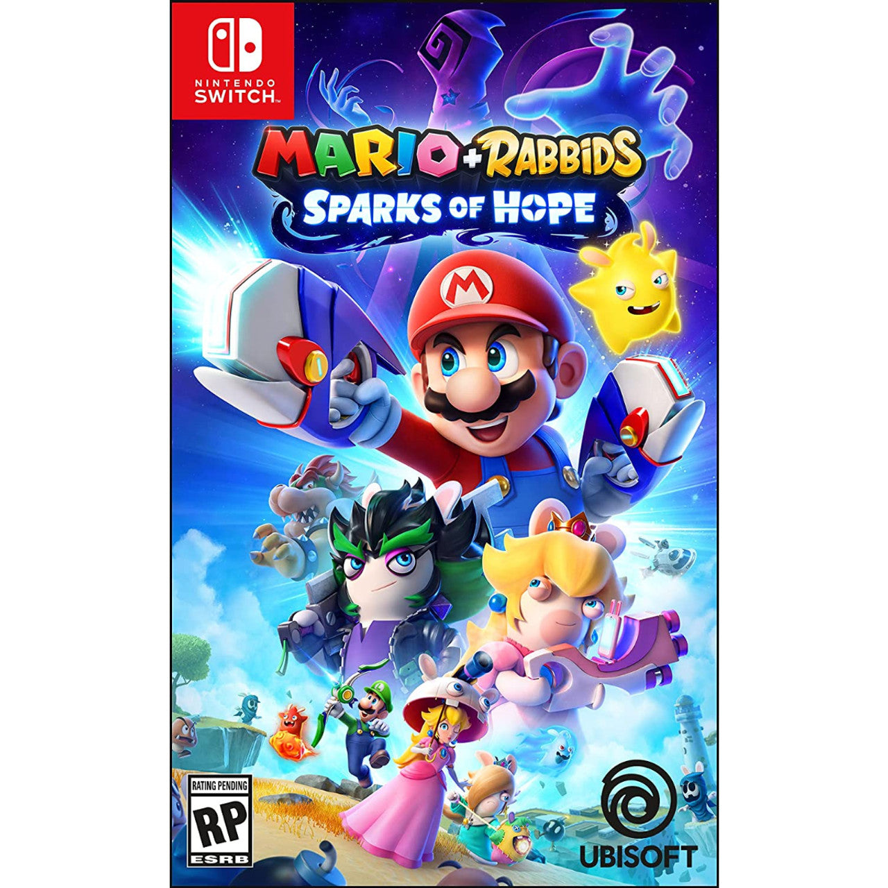 This is brand new.Team up with Mario, Luigi, Princess Peach, Rabbid Peach, Rabbid Luigi, and their friends on a galactic journey to defeat a malevolent entity and save your Spark companions.