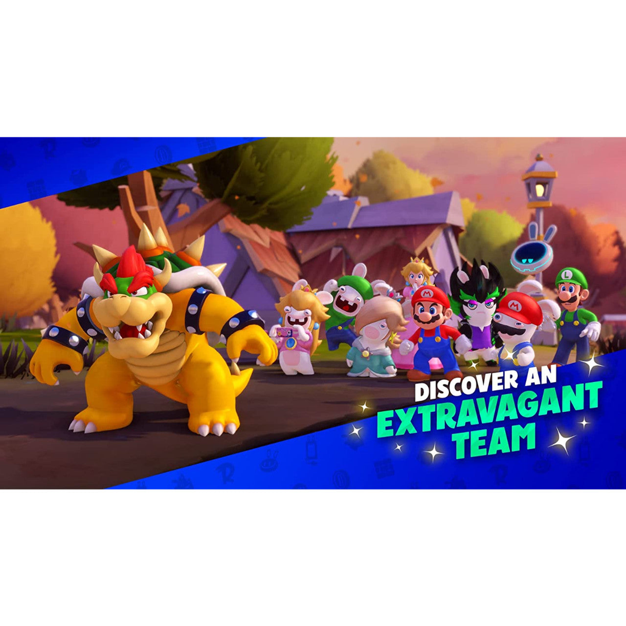 This is brand new.Team up with Mario, Luigi, Princess Peach, Rabbid Peach, Rabbid Luigi, and their friends on a galactic journey to defeat a malevolent entity and save your Spark companions.