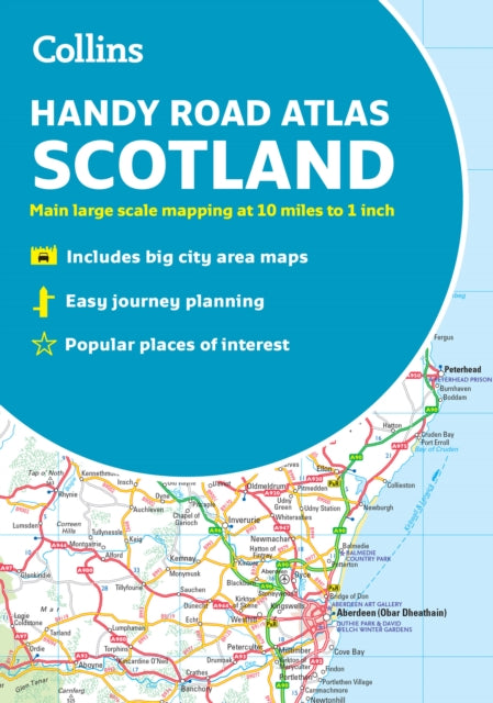 Binding: Paperback
Description: Discover new places with handy road atlases from Collins. Your ideal companion for navigating around Scotland. It has extremely clear route planning maps of Scotland detailed city plans of the major cities and towns and fits neatly into your glovebox briefcase or bag.