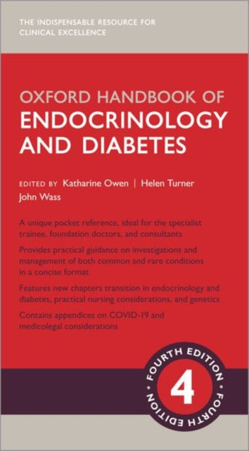 Description: The indispensable guide to all aspects of clinical care the Oxford Handbook of Endocrinology and Diabetes has been fully updated for its fourth edition providing comprehensive coverage of both disciplines in a practical and concise format.