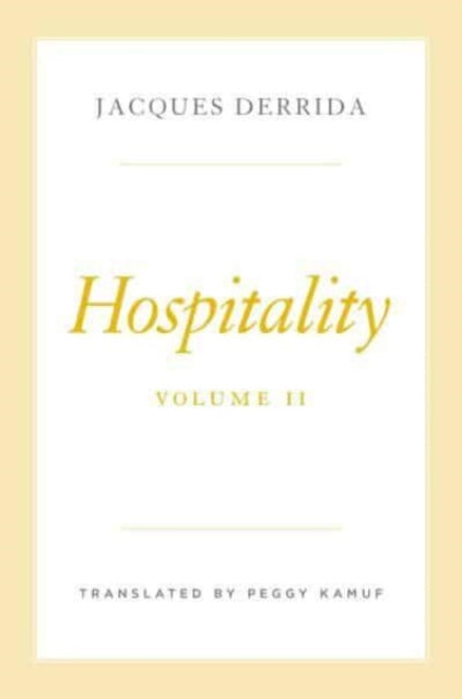 Binding: Hardcover
Description: Jacques Derrida explores the ramifications of what we owe to others. Hospitality reproduces a two - year seminar series delivered by Jacques Derrida at the cole des hautes tudes en sciences sociales in Paris between 1995 and 1997.