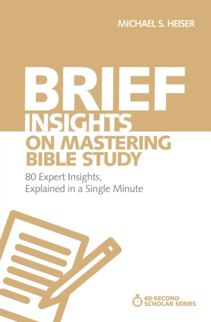 Binding: Paperback
Description: Serious Bible study can be a daunting task. It takes effort and skill but it can be done well by anyone. This book provides an honest account of what will and won't help you in your Bible study endeavors as well as expert observations on Bible study tools.