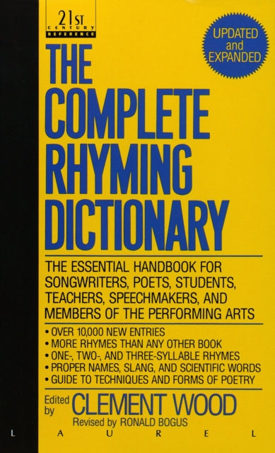 Binding: Paperback
Description: The essential handbook for songwriters poets students teachers speechmakers and members of the performing arts This simple - to - use exceptionally complete reference work has been updated expanded and redesigned to meet the needs of today's most demanding wordsmiths.