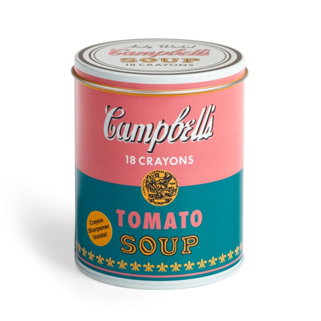 Binding: Kit
Description: The Andy Warhol Soup Can Crayons + Sharpener from Mudpuppy celebrates artistic nature in every child! This crayon set includes 18 extra thick crayons with Warhol inspired names like Banana Yellow and Pink Cow.