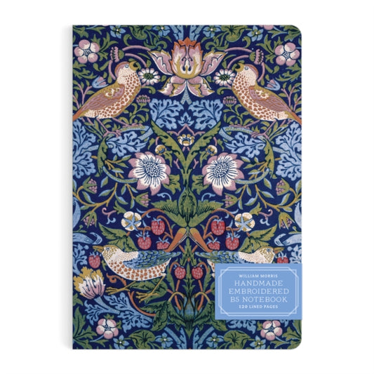 Binding: Notebooks, Journals, And Diaries
Description: Embroidered Journal The William Morris Strawberry Thief B 5 Handmade Embroidered Journal features one of Morris's iconic patterns with bright colors derived from nature.