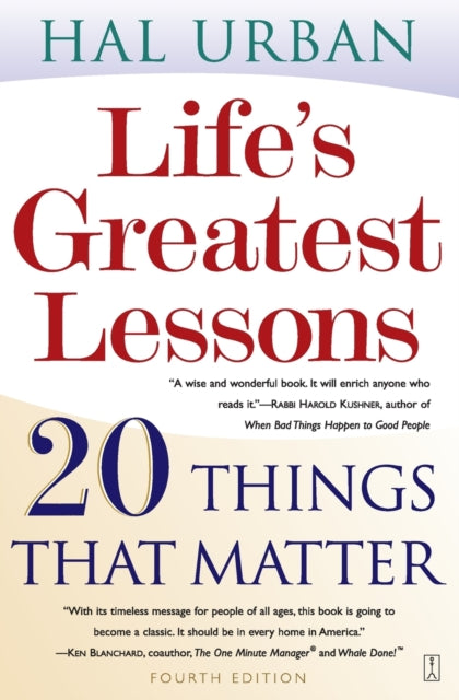 Binding: Paperback
Description: LIFE's Greatest Lessons is a wise wonderful book. In it Hal Urban a parent and an award - winning teacher presents twenty principles that are as deeply rooted in common sense as they are in compassion.
