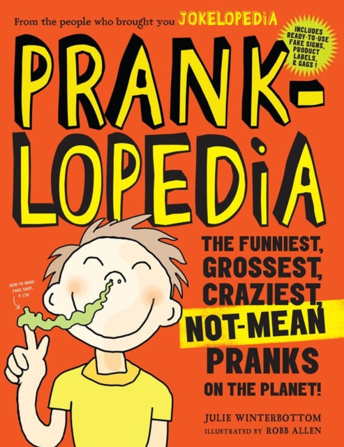 Binding: Paperback
Description: Pranklopedia is the young practical joker's secret weapon a boisterous collection of over 70 guaranteed - to - amuse (or annoy) pranks to be pulled on friends siblings and parents. Discover the Homework Hoax the Squirting Blister the Movie Popcorn That Grabs You Back.