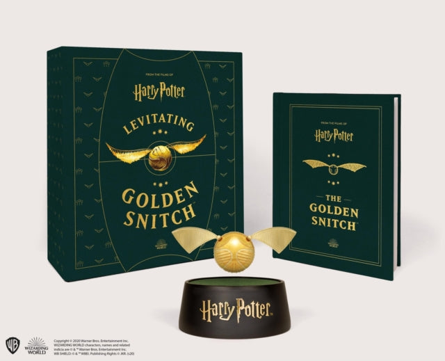Binding: Multiple Components
Description: This ultra - deluxe winged levitating golden snitch and illustrated book is a one - of - a - kind collectible set for Harry Potter fans. Set features: Electro - plated golden snitch measuring approximately 2" diameter and 6" across from wing tip to wing tip.