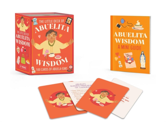 Binding: Multiple Components
Description: This adorable Little Deck of Abuelita Wisdom is filled with 100 cards of wisdom trips tricks abuela sayings and more all in abuela's signature voice with Spanish included throughout. A wonderful self - purchase or perfect gift for graduation mother's day or any occasion.