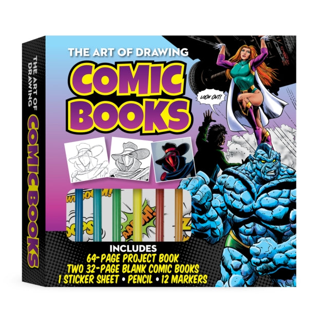 Binding: Kit
Description: The Art of Drawing Comic Books includes a 64 - page project book two 32 - page blank comic books drawing pencil 12 fine - line markers and sound effects stickers for creating your own comic books.
