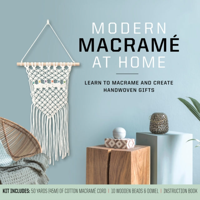 Binding: Kit
Description: Create your own beautiful bohemian macrame pieces with this fun kit includes instruction on basic techniques and all the materials you need to make a wall hanging and a mini plant holder.