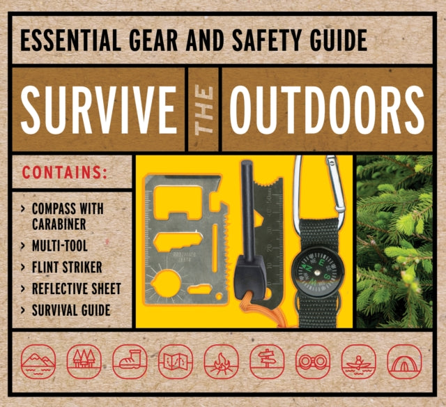 Binding: Kit
Description: Wherever adventure takes you take the Survive the Outdoors kit! The 48 - page guidebook and 4 included survival tools can help you safely explore nature and survive unexpected circumstances.