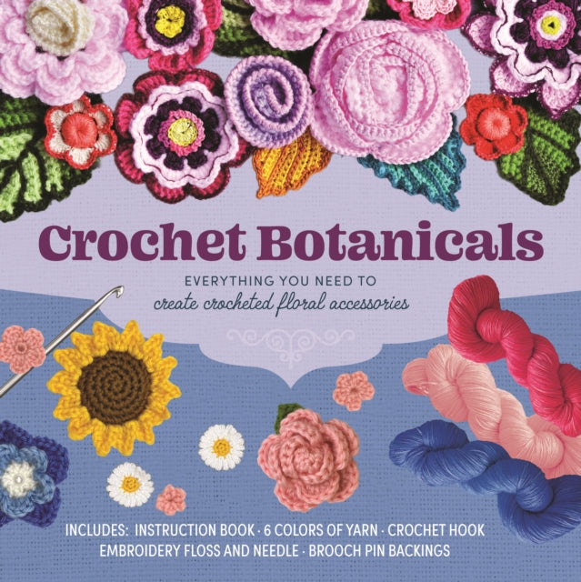 Binding: Kit
Description: Crochet your own beautiful blooms with Crochet Botanicals! This charming kit includes everything you need to get started making crocheted flower accessories. Crocheting flowers is fun easy and a perfect way to use scraps of yarn or to practice crochet.