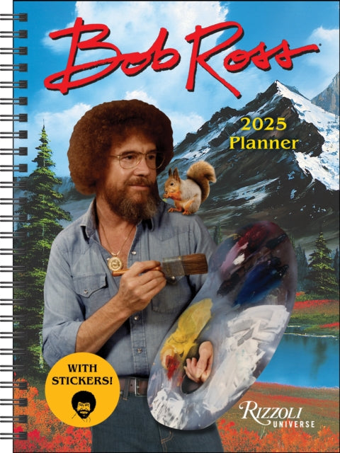 Binding: Calendars
Description: This spiral - bound planner showcasing Bob Ross's colorful world helps you get it all together with weekly spreads pockets on the front and back covers and themed stickers to personalize holidays and appointments.