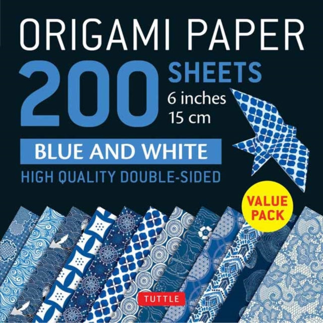 Tuttle Publishing - Origami Paper 200 Sheets Blue And White Patterns 6" (15 Cm) Double Sided Origami Sheets Printed With 12 Different Designs (Instructions For 6 Projects Included)