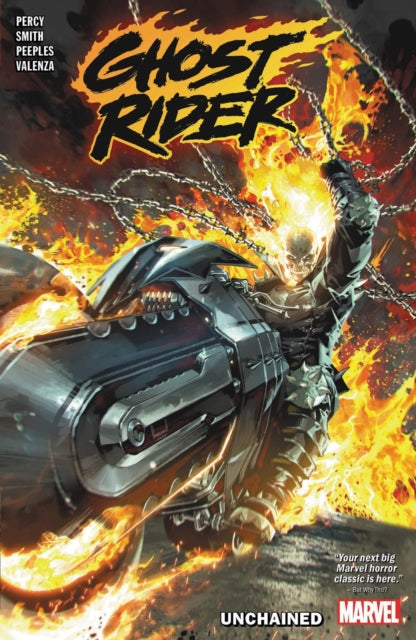 Binding: Paperback
Description: After half a century of horror Ghost Rider goes back to flaming - skulled basics! Johnny Blaze is in a haze. He has the perfect life: idyllic small town wife and kids dog - the American dream. Except for the nightmares.
