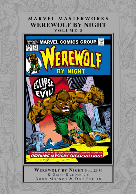 Binding: Hardcover
Description: Now is the hour to bark at the moon - the third Werewolf BY Night Marvel Masterworks is here! This volume goes straight for the good stuff: a battle between the Werewolf and Frankenstein's monster and another with Morbius! Then Jack Russell is pinned for murder.