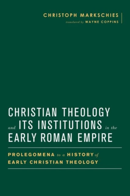 Binding: Hardcover
Description: Examines the institutional settings for the development of Christian theology. Specifically Christoph Markschies contends that theological diversity is closely bound up with institutional diversity.