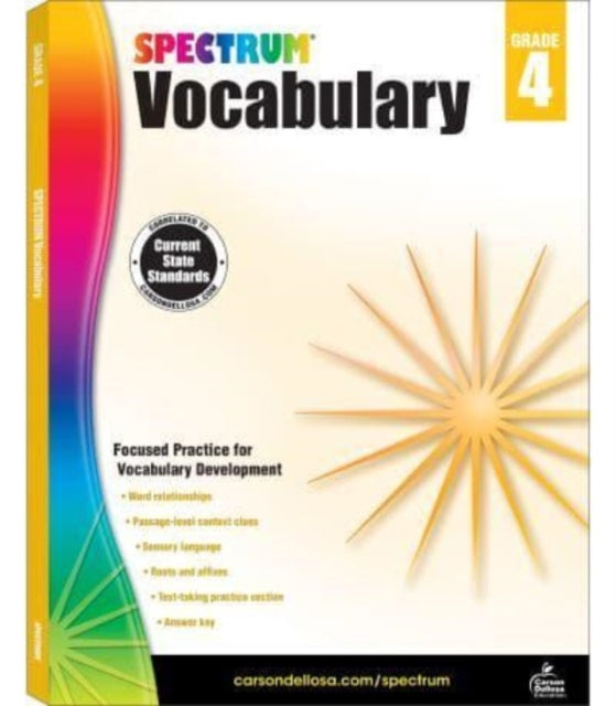 Binding: Paperback
Description: Select Guide Rating
Title: Spectrum Vocabulary Grade 4
Author(s): Spectrum
Publisher: Carson Dellosa
Barcode: 9781483811918
Publication Date: 8/15/2014