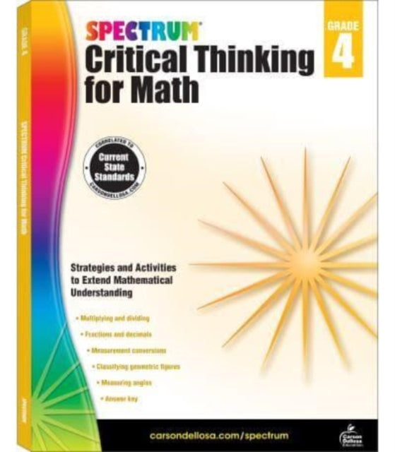 Binding: Paperback
Description: Select Guide Rating
Title: Spectrum Critical Thinking For Math Gr 4
Author(s): Spectrum
Publisher: Carson Dellosa
Barcode: 9781483835518
Publication Date: 4/13/2017