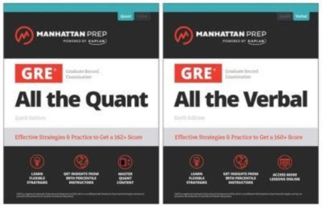 Binding: Paperback
Description: Please note: Manhattan Prep's All the GRE Set is the new edition of Manhattan Prep's GRE Math & Verbal Strategies Set. Written by our 99th percentile instructors Manhattan Prep's All the GRE Set has everything you need for the high score you want.