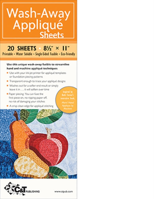 Binding: Apparel And Practical Items
Description: Draw applique motifs or print them on these handy sheets with an ink - jet printer fuse the paper to your applique fabric sew on the motif then just wash away the paper after stitching.