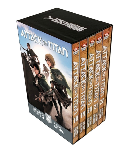 Binding: Paperback
Description: Continue your journey outside the walls with the manga that inspired the second half of season 3 of the hit anime Attack on Titan! Includes five books (Vols.