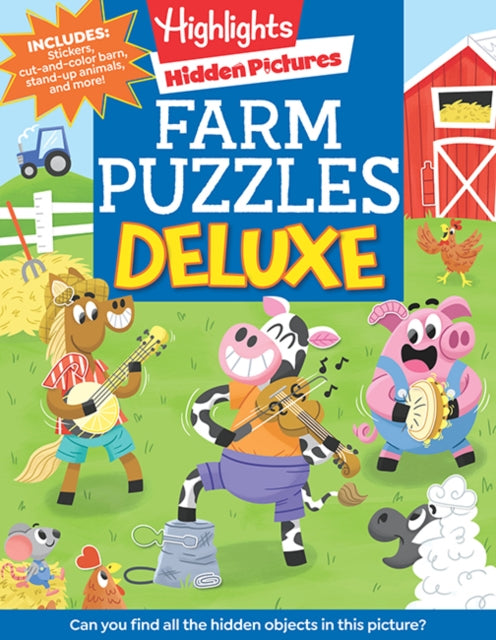 Binding: Paperback
Description: Featuring over 50 lively farm scenes and more than 600 hidden objects in colour and black - and - white puzzles. This book includes stickers cut - and - colour farm animals and a stand - up barnyard play scene.