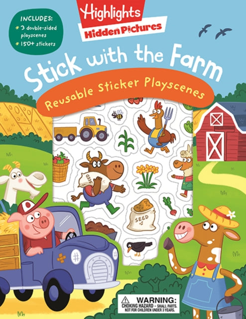 Binding: Paperback
Description: Explore the farm while searching for hidden objects farmyard places and animals from A to Z. Includes 3 double - sided playscenes enclosed in resealable folder and four pages of vinyl cling stickers.