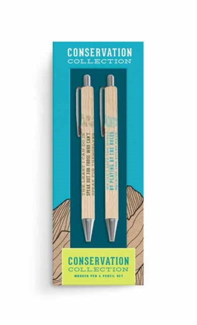 Binding: Specialty Items
Description: Embrace the spirit of conservation with this beautiful wood barrel ballpoint pen and mechanical pencil set featuring poignant quotes from two of the world's most influential environmentalists Greta Thunberg and Jane Goodall.