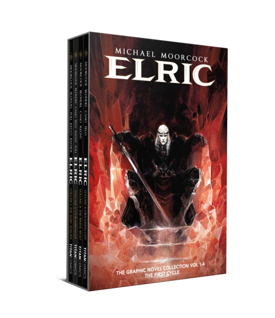 Binding: Hardcover
Description: Elric and fantasy fans will love these stunning comic adaptations of the classic Elric of Melnibon novels by Michael Moorcock collected together for the first time! Includes 3 stunning art cards! Elric of Melnibon is the tortured hero of Michael Moorcock's classics fantasy novels.