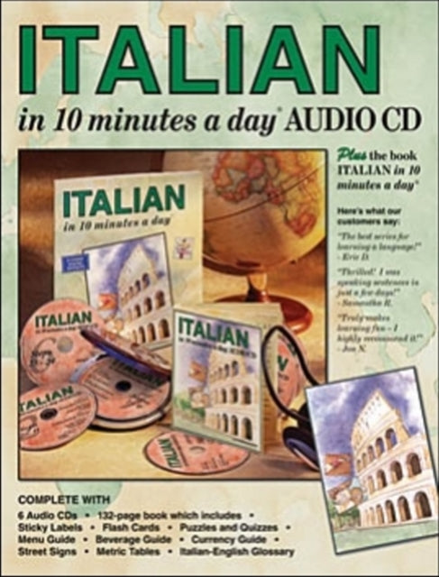Binding: Multiple Components
Description: Learning Italian has never been this easy! This complete language learning kit includes the 10 minutes a day audio C Ds the book and the interactive CD - ROM.