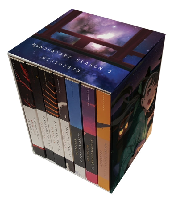 Binding: Paperback
Description: From the popular Monogatari series comes a special limited edition box set which includes the novels in the first season! Books that will be included in the box set are the following: 1. Kizumonogatari; 2. Bakemonogatari 1; 3. Bakemonogatari 2; 4. Bakemonogatari 3; 5.