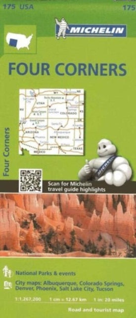 Binding: Visual And Mapping
Description: (Edition updated in 2023) Michelin US a Southern Rockies Map 175 (scale: 1:1,267,000)part of Michelin's US regional map series with green covers zooms in close for comprehensive coverage of Arizona Colorado New Mexico and Utah.