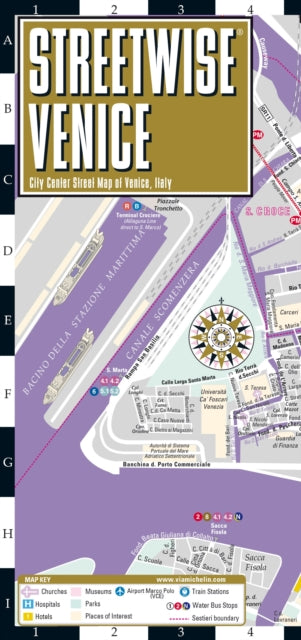 Binding: Visual And Mapping
Description: (Edition Updated 2023) Streetwise Venice Map is a laminated city center map of Venice Italy. The accordion - fold pocket size travel map shows water bus lines.