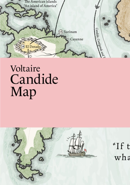Binding: Visual And Mapping
Description: This beautifully illustrated map displays the places and routes featured in Voltaire's satirical novel from 1759. The story revolves around Candide who is taught by his mentor Dr. Pangloss that they live in the best of all possible worlds .