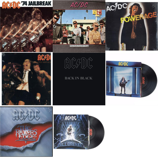 This is a 8 LP Vinyl SKU bundle.
1.This LP Vinyl is brand new.Format: LP VinylMusic Style: Hard RockThis item's title is: 74 Jailbreak (180G)Artist: Ac/DcLabel: LEGACYBarcode: 696998020016Release Date: 10/14/2003
2.This LP Vinyl is brand new.